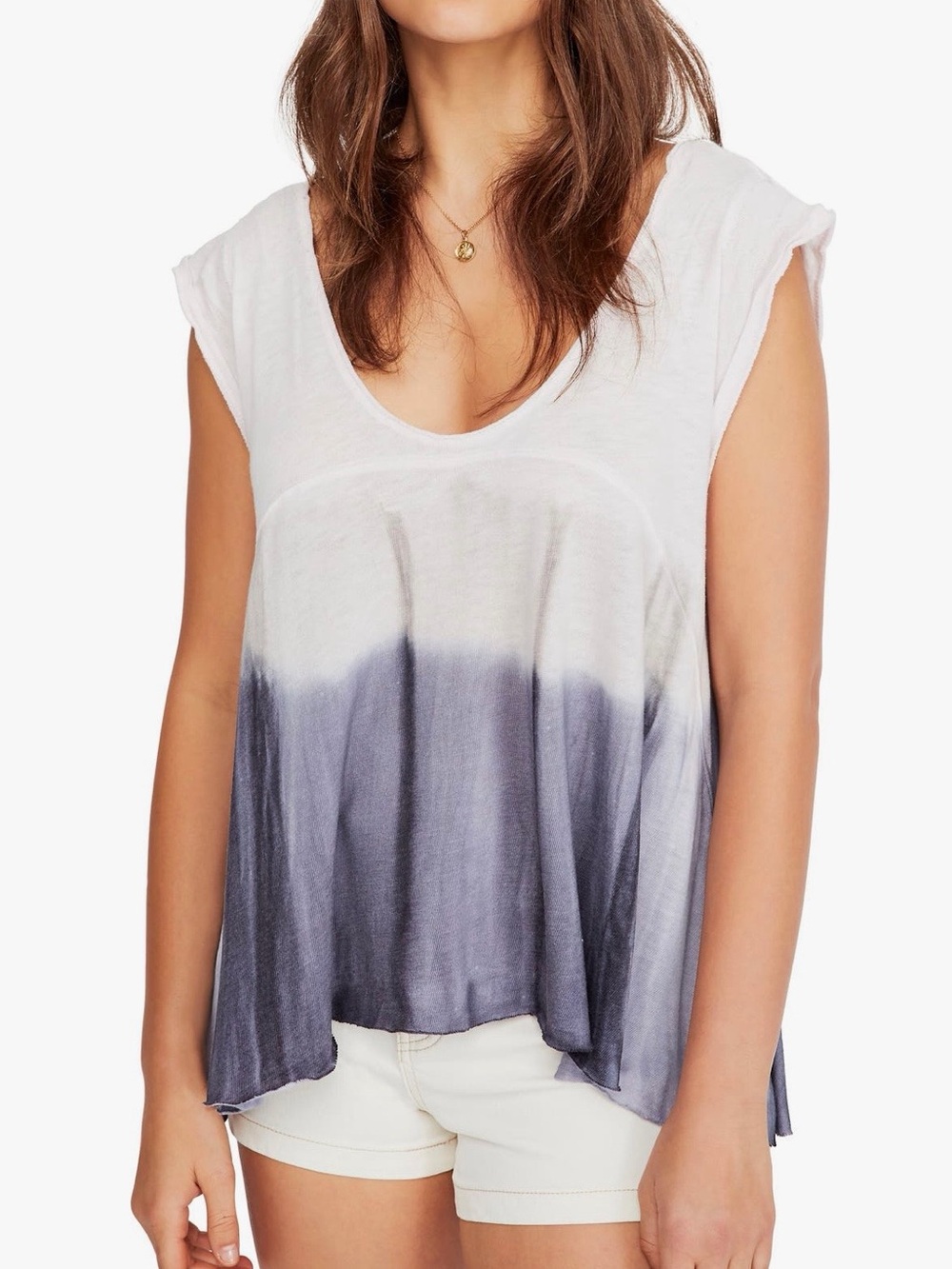 We The Free Paradise Lilac Gray Raw Edge Ombré Knit Tank - Size X-Small
